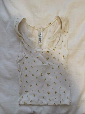 Skims Floral Print Ribbed Crop Tank